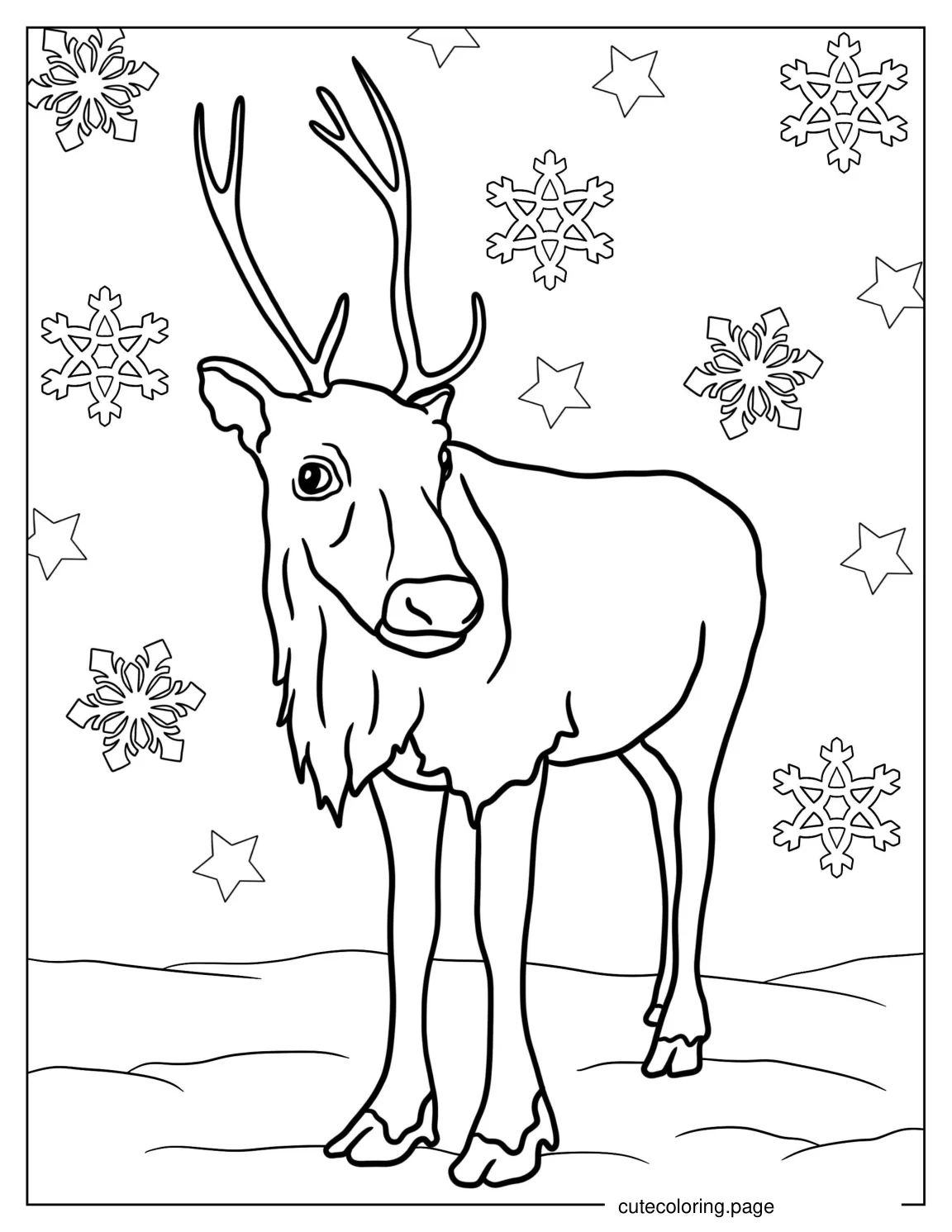 Wild Reindeer Walking In The Snow coloring page