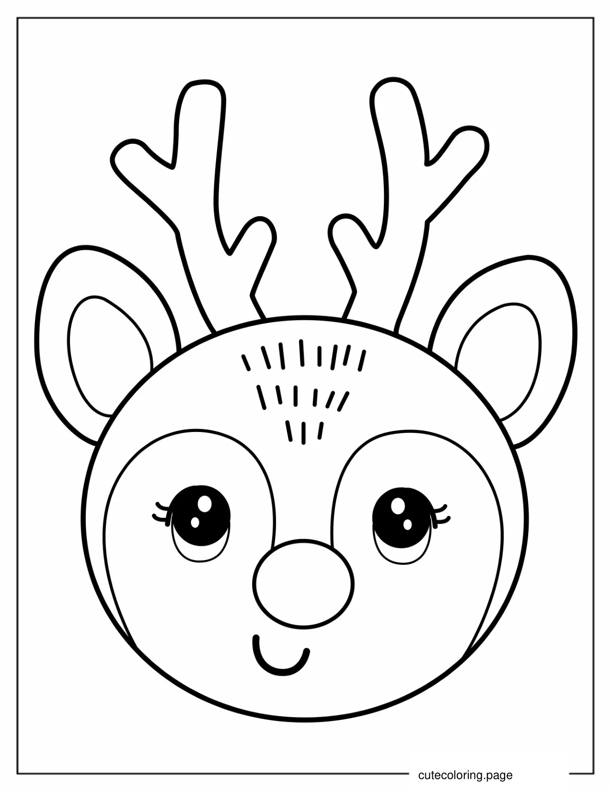 Adorable Rudolph The Reindeer Face To Color coloring page