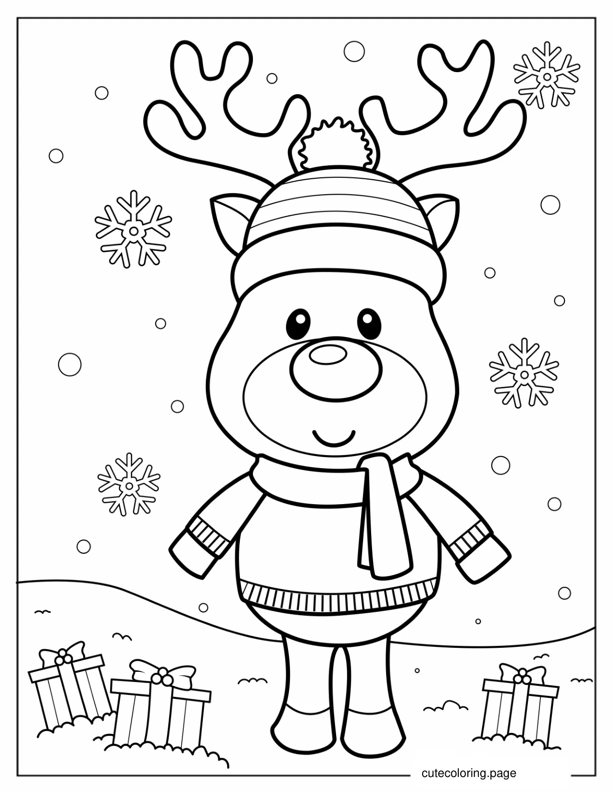 Christmas Themed Rudolph Coloring Picture For Kids coloring page