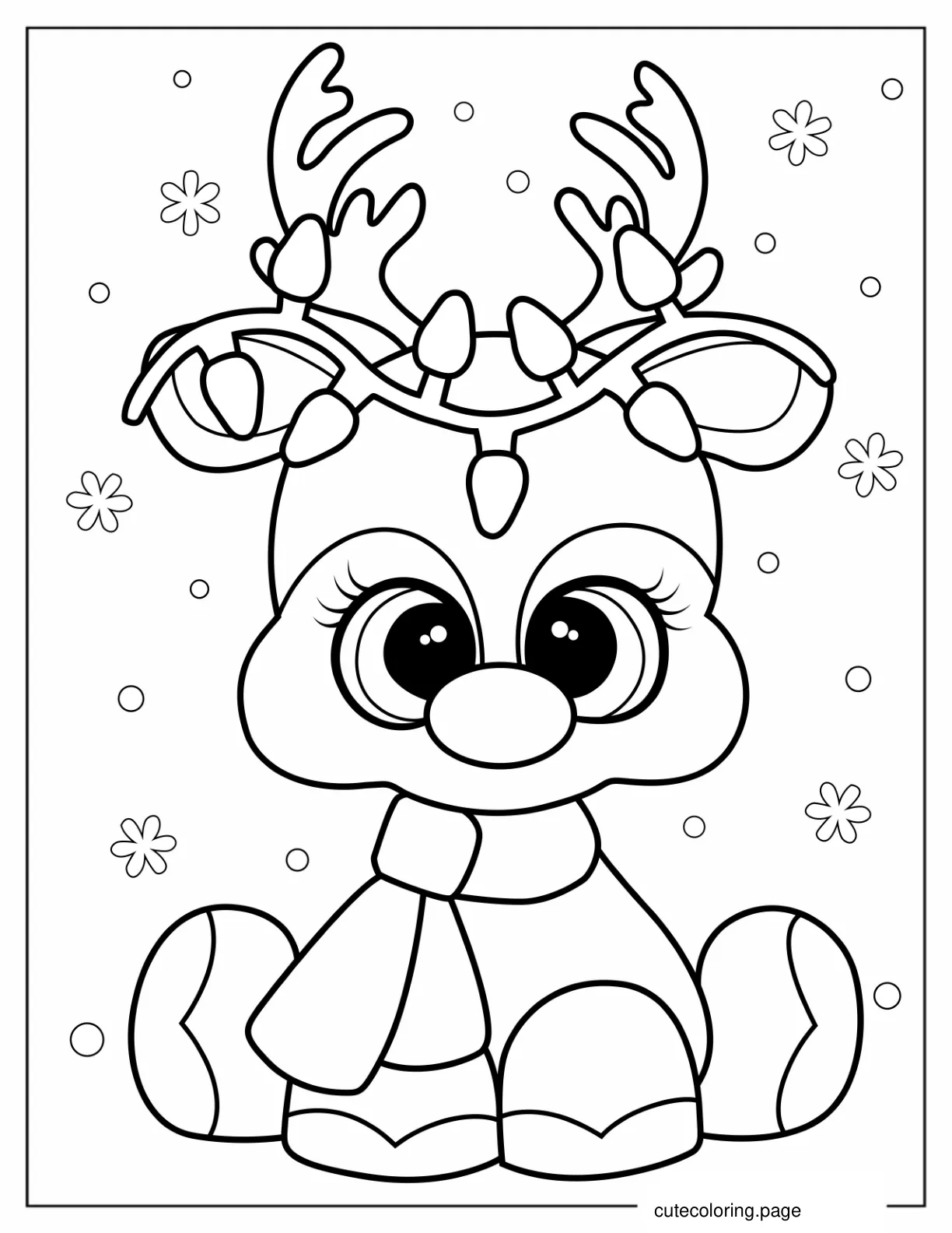 Cute Rudolph Coloring Sheet For Kids coloring page