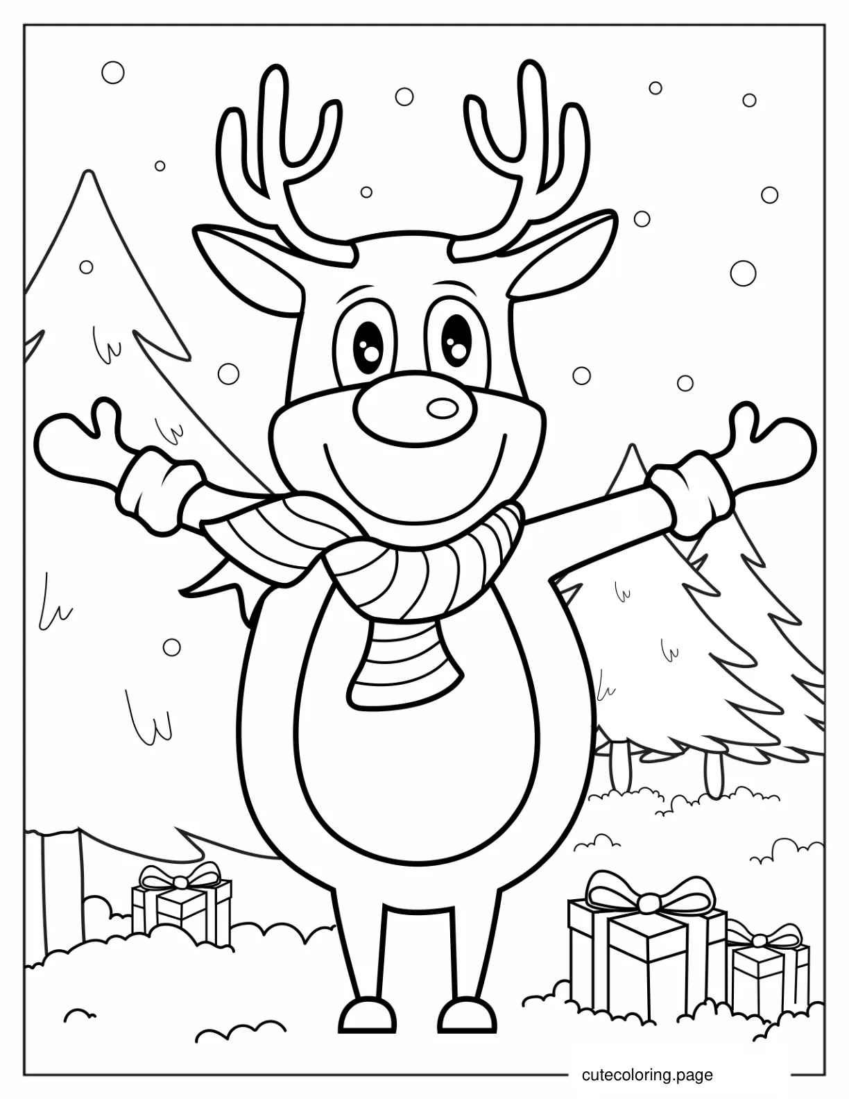 Festive Themed Rudolph Coloring Page coloring page