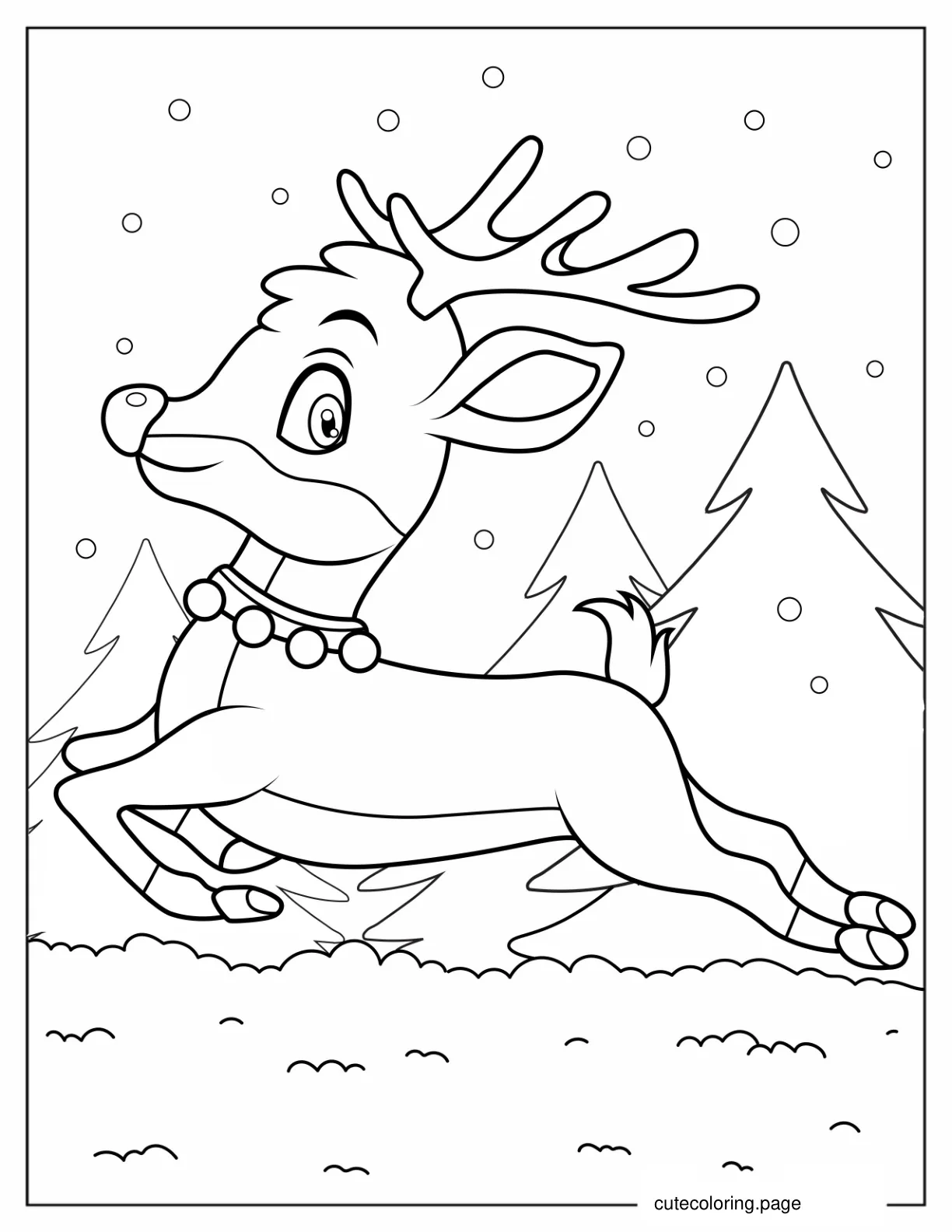 Rudolph Leaping Through The Snow coloring page