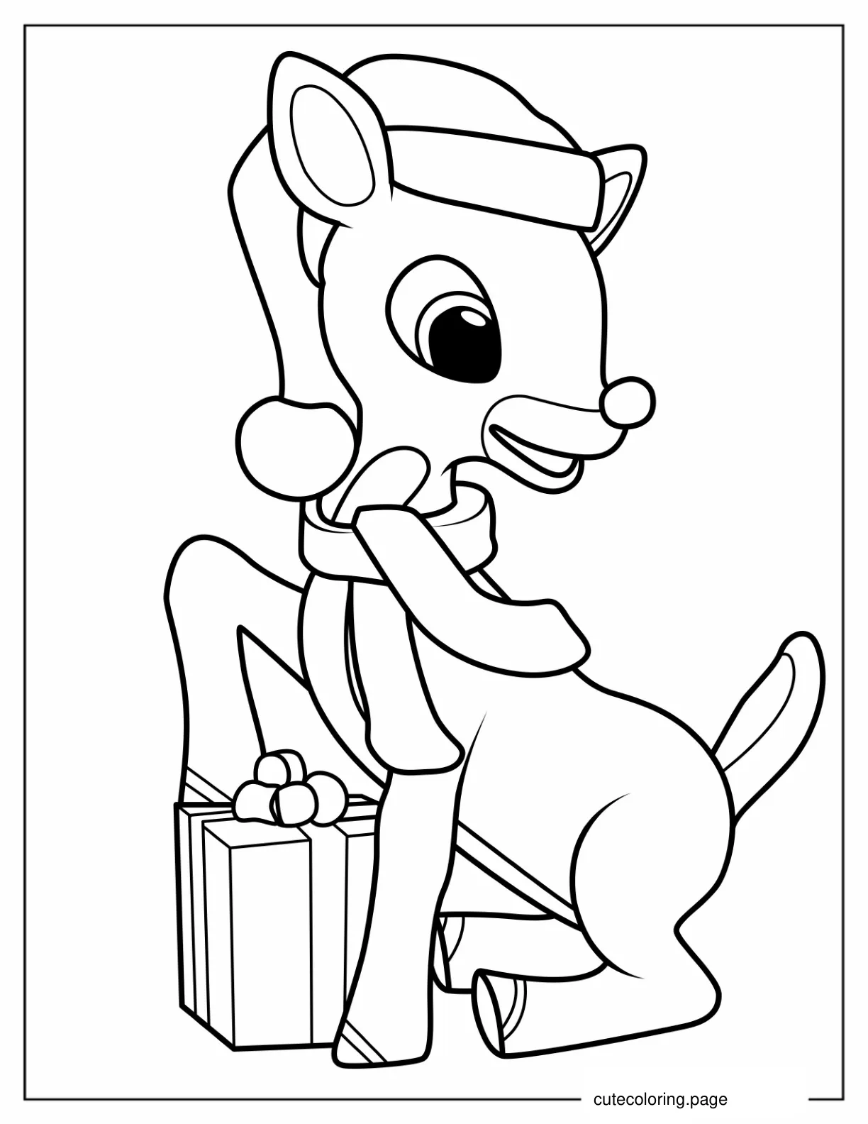 Rudolph With Red Nose To Color coloring page