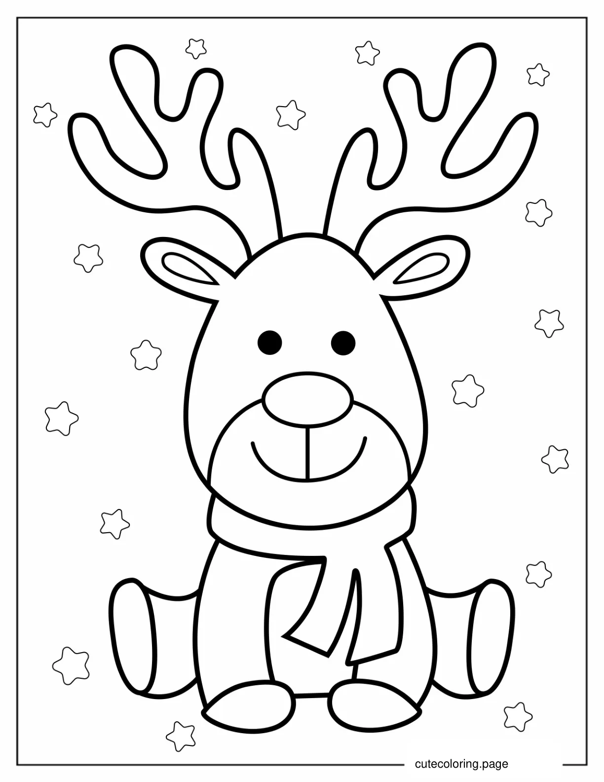 Simple Red Nosed Rudolph Coloring Sheet For Kids coloring page