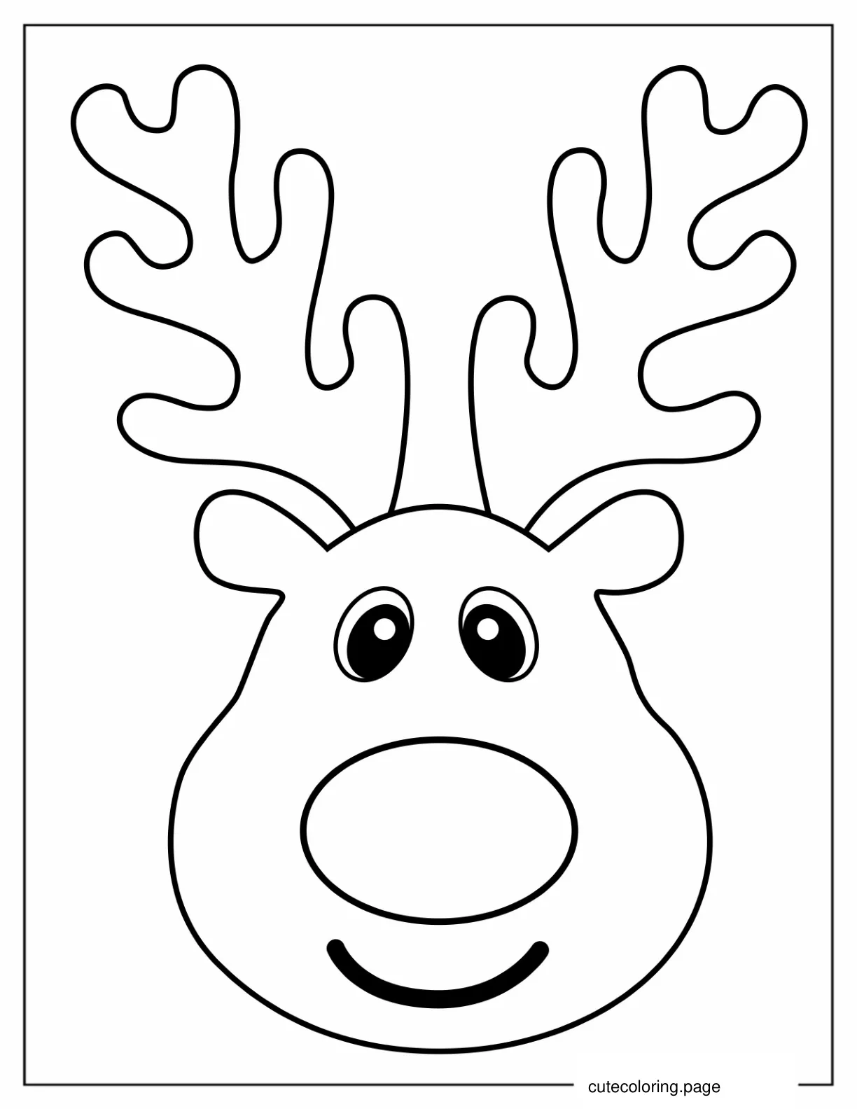 Simple Rudolph Face Template And Coloring Page coloring page