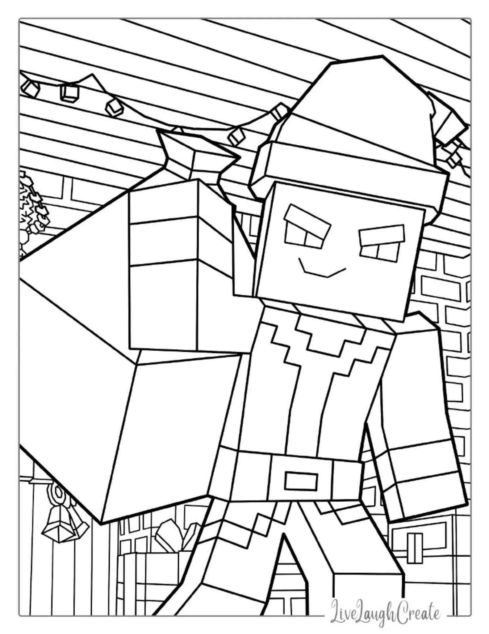 Bad Minecraft Christmas Santa Coloring 1 coloring page