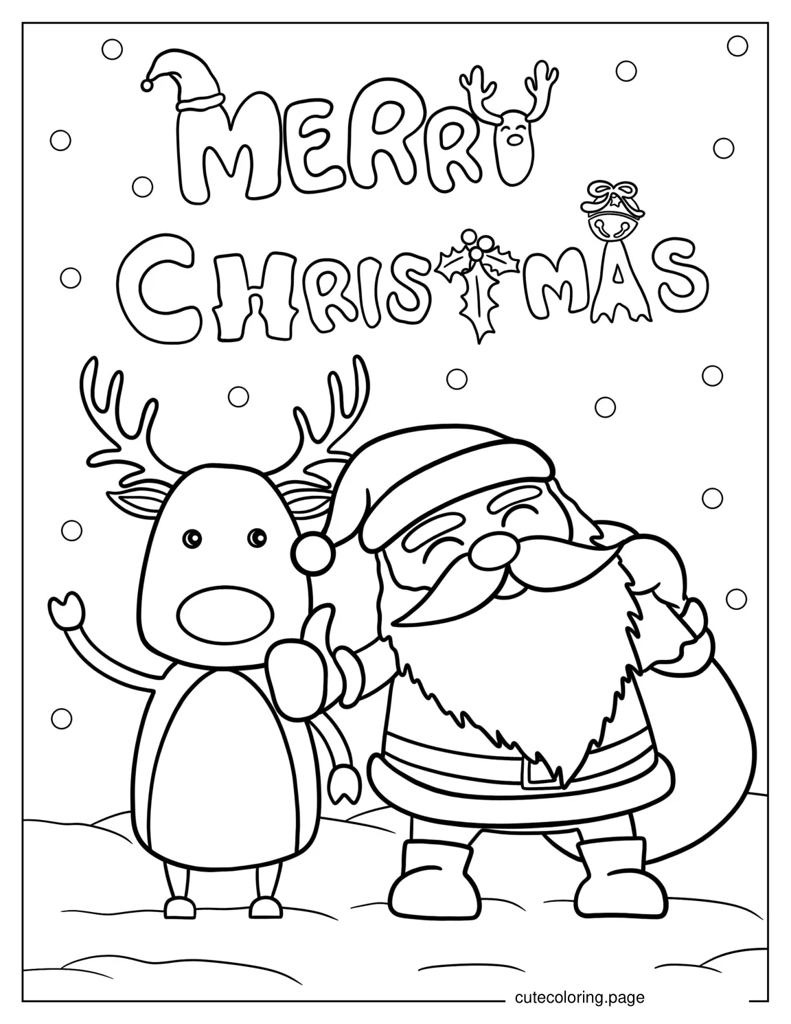 Cartoon Santa And Rudolph Coloring Sheet coloring page