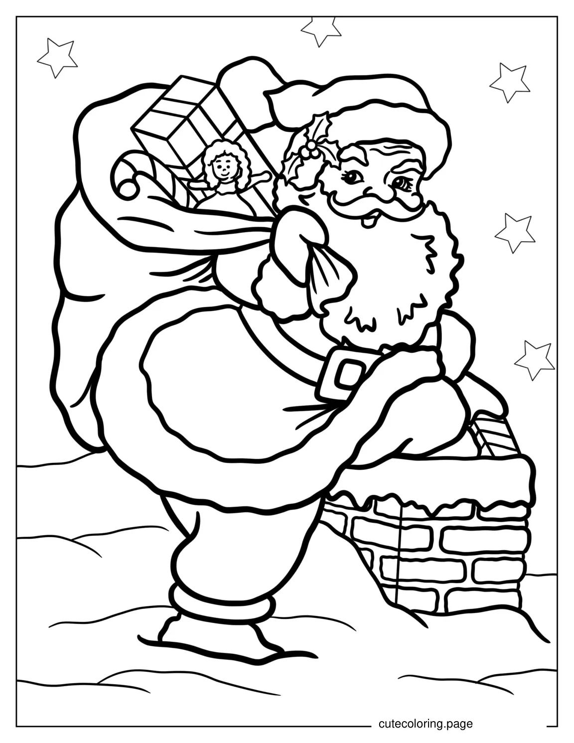 Coloring Page Of Santa Delivery Presents coloring page