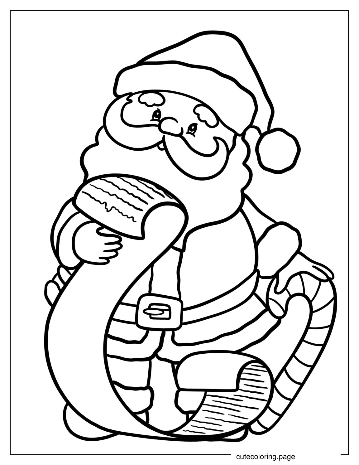 Cute Santa Reading His Naughty Or Nice List coloring page