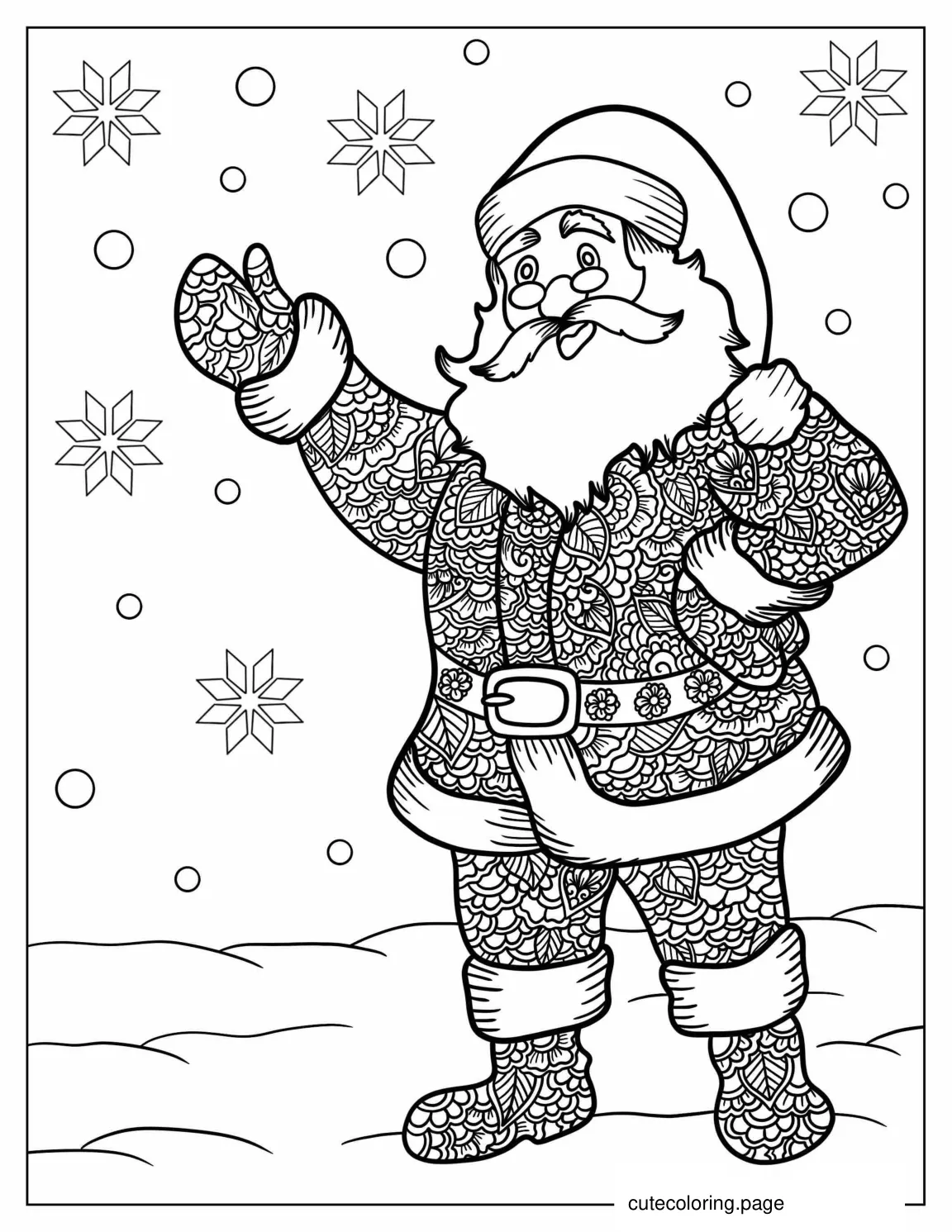 Detailed Santa Claus Mandala For Adults coloring page