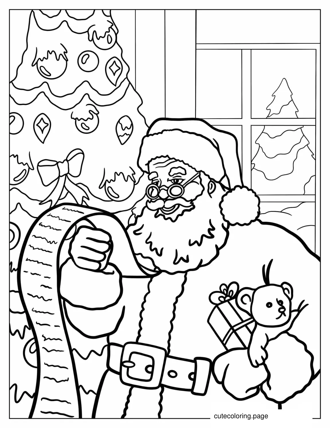 Detailed Santa Reading His List Coloring Sheet coloring page