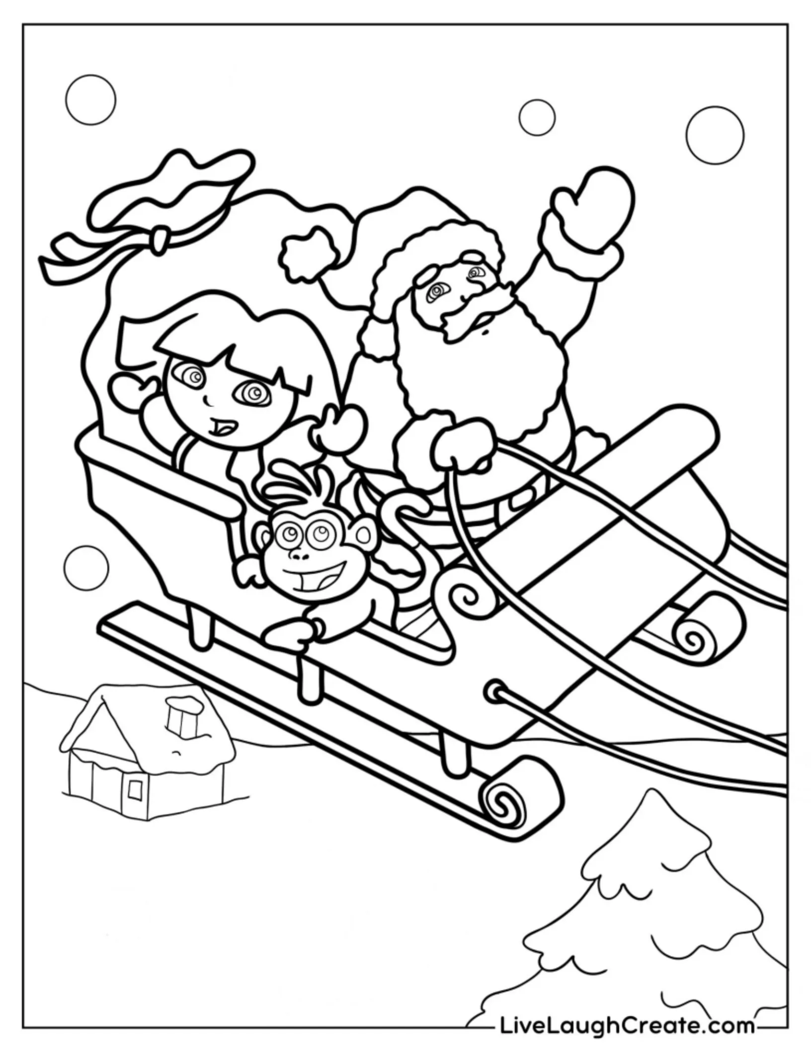 Dora With Boots And Santa Coloring Sheet 1 coloring page