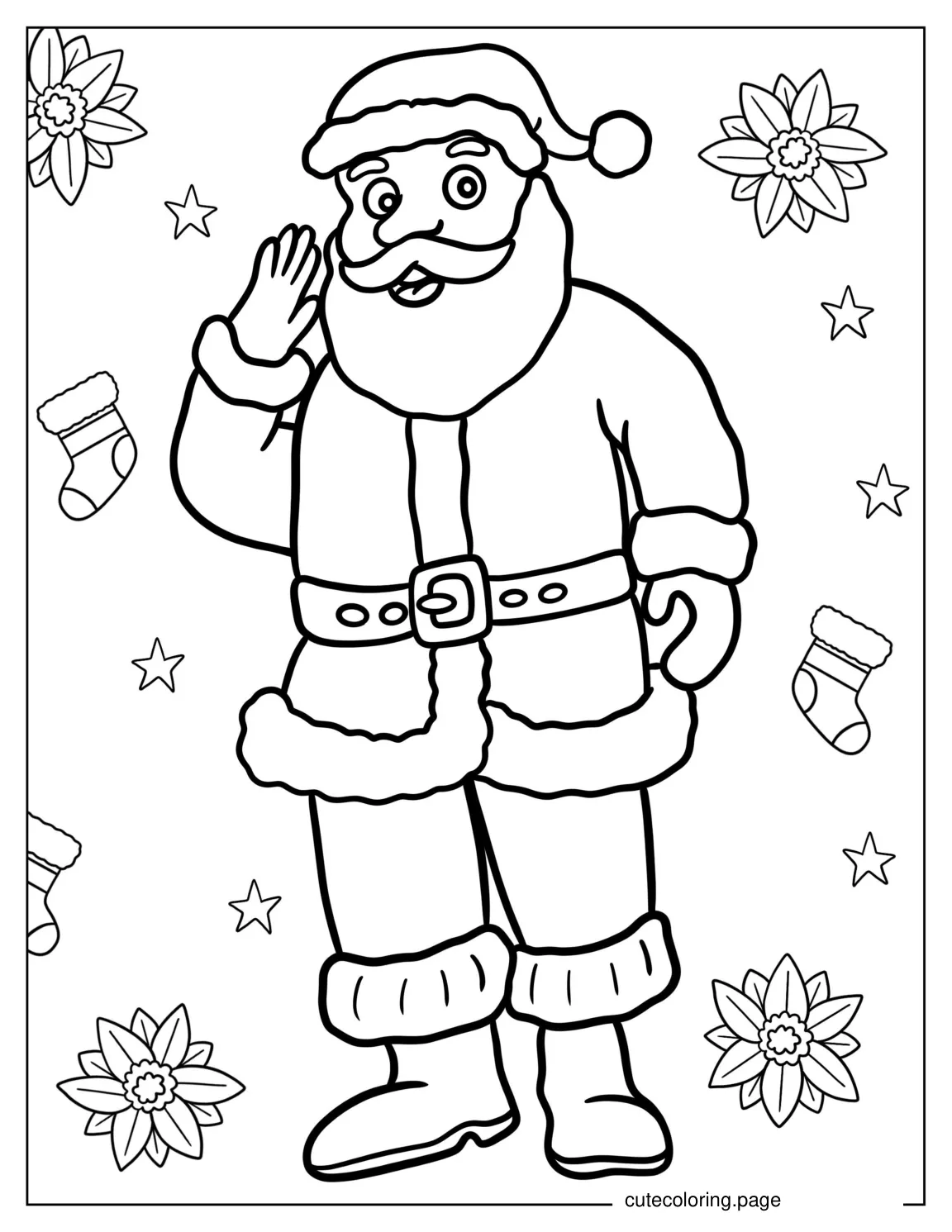 Easy Outline Of Jolly Santa To Color coloring page