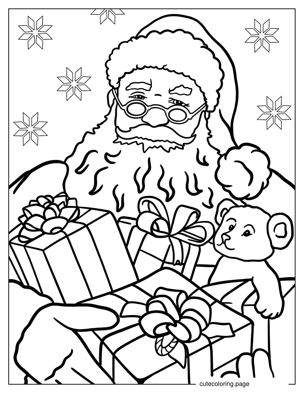 Father Christmas Holding Presents To Color coloring page