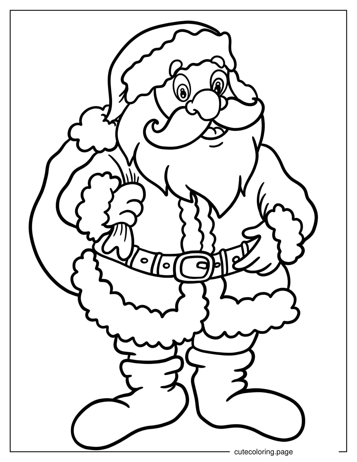 Father Christmas In Complete Suit To Color For Kids coloring page