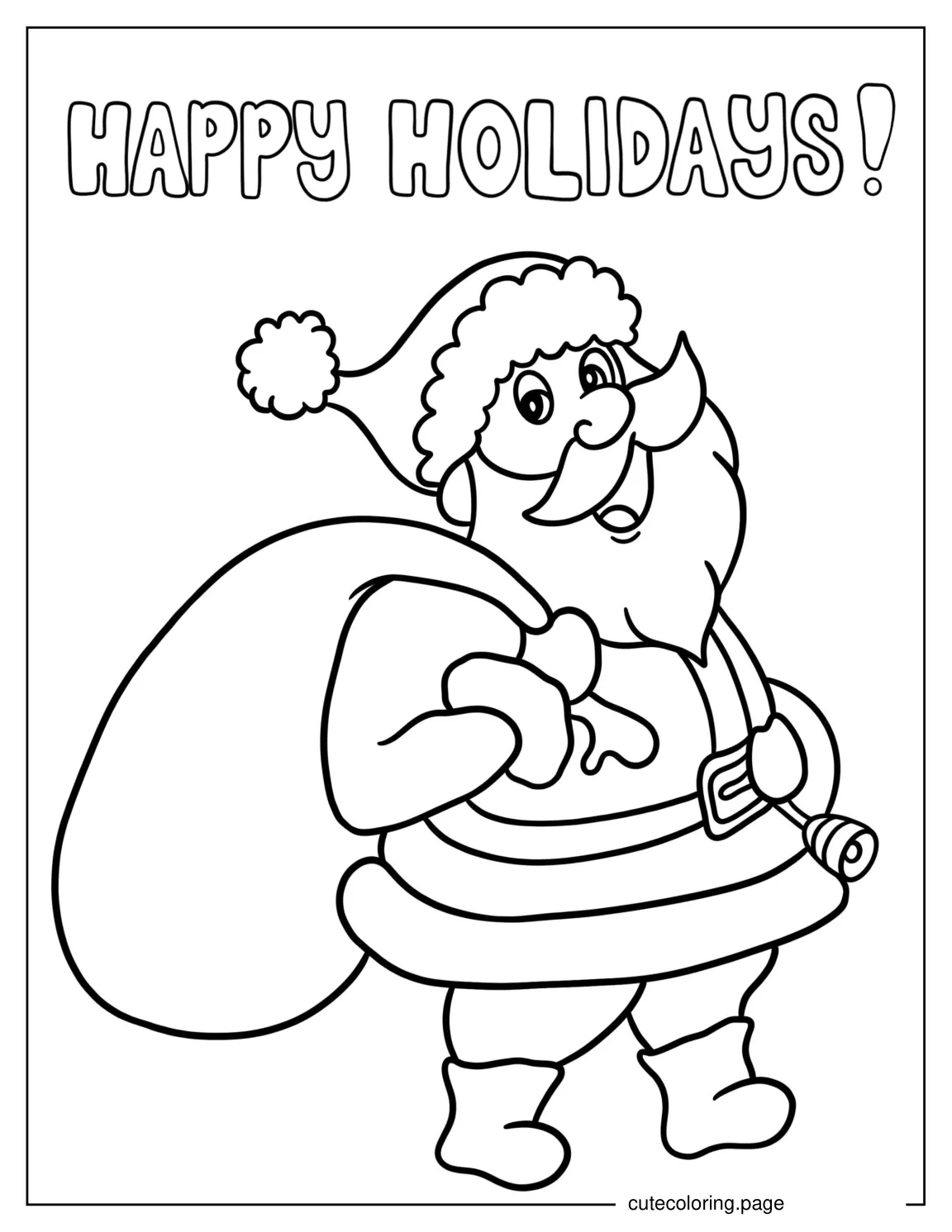 Happy Holidays With Santa To Color coloring page