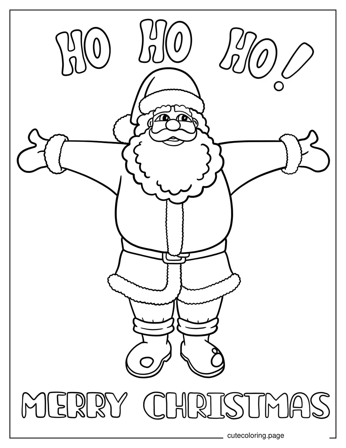 Jolly Looking Santa In Red Suits With Black Boots coloring page