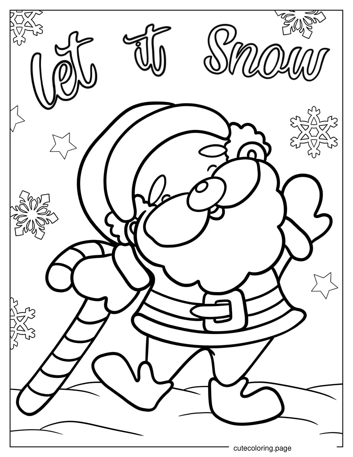 Kawaii Themed Santa With Candy Canes To Color coloring page