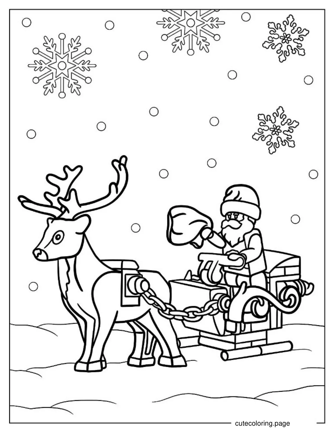 Lego Santa And Reindeer To Color 1 coloring page