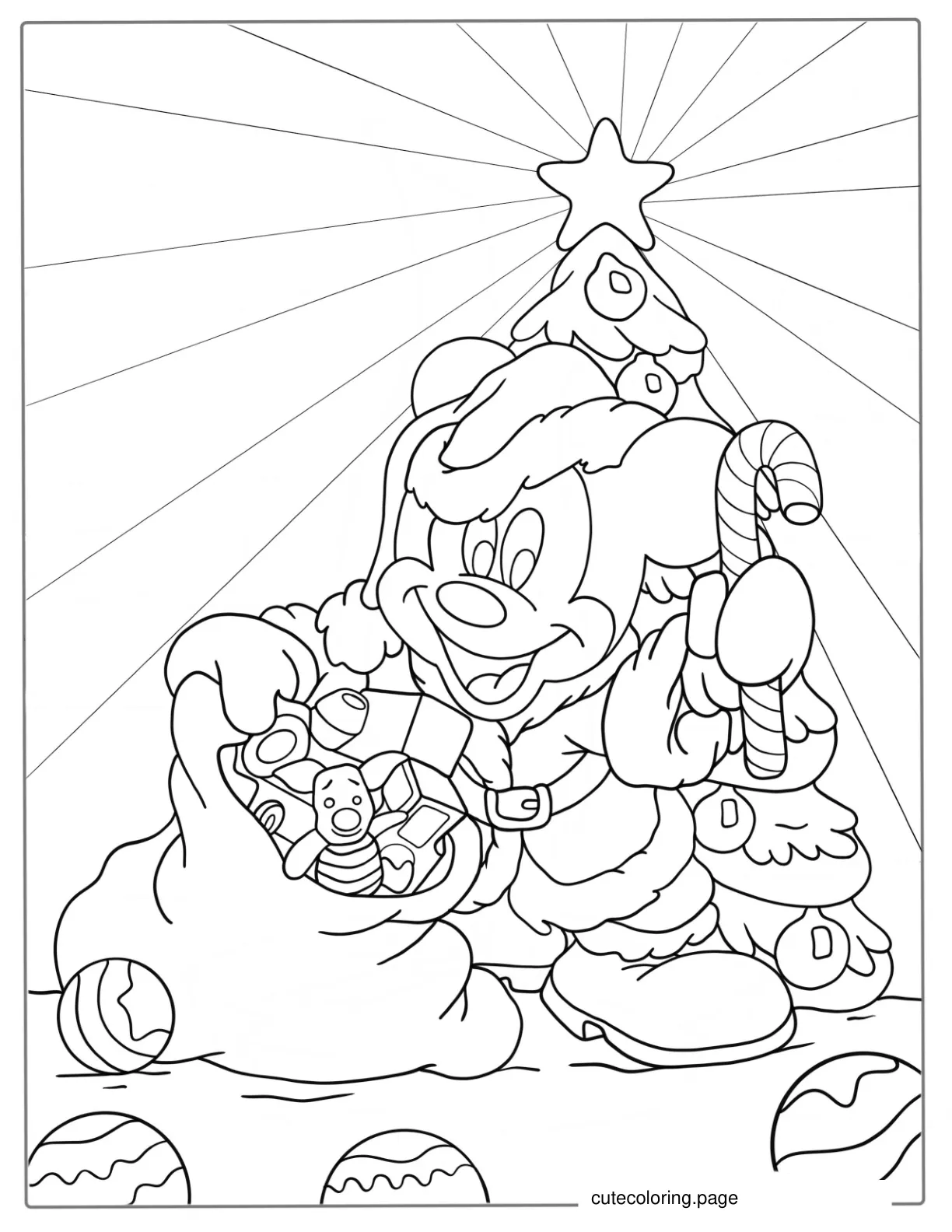 Mickey Mouse Dressed As Santa Coloring Page coloring page