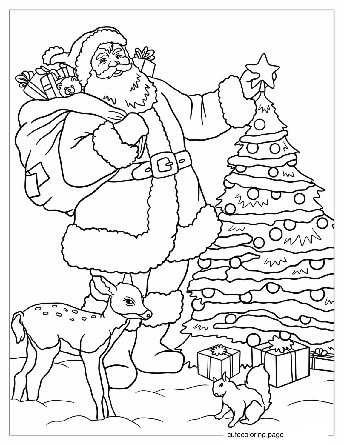 Realistic Looking Santa Coloring Page coloring page