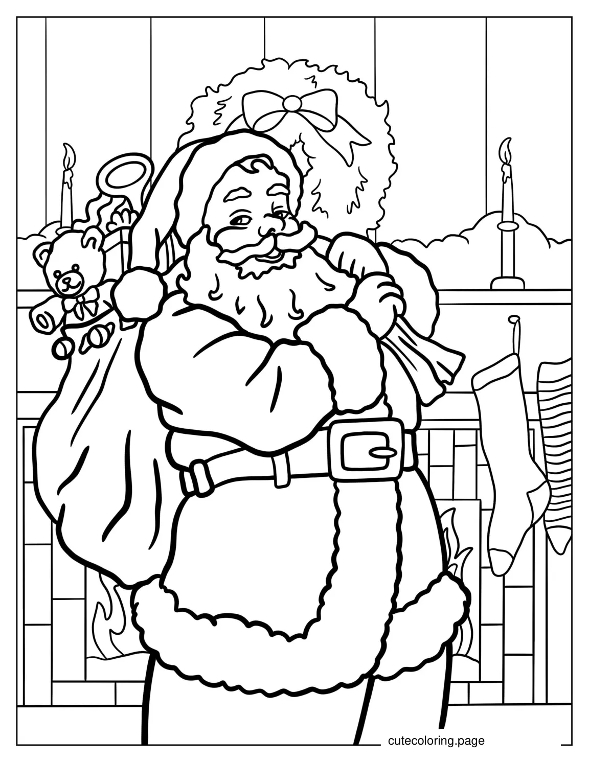 Saint Nicholas Putting Gifts Under Christmas Tree coloring page