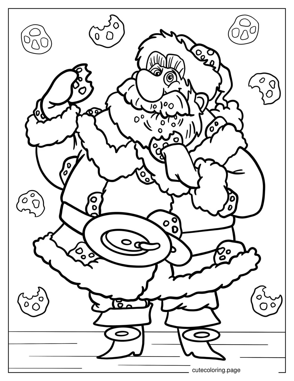 Santa Claus Eating Cooking Coloring Page coloring page