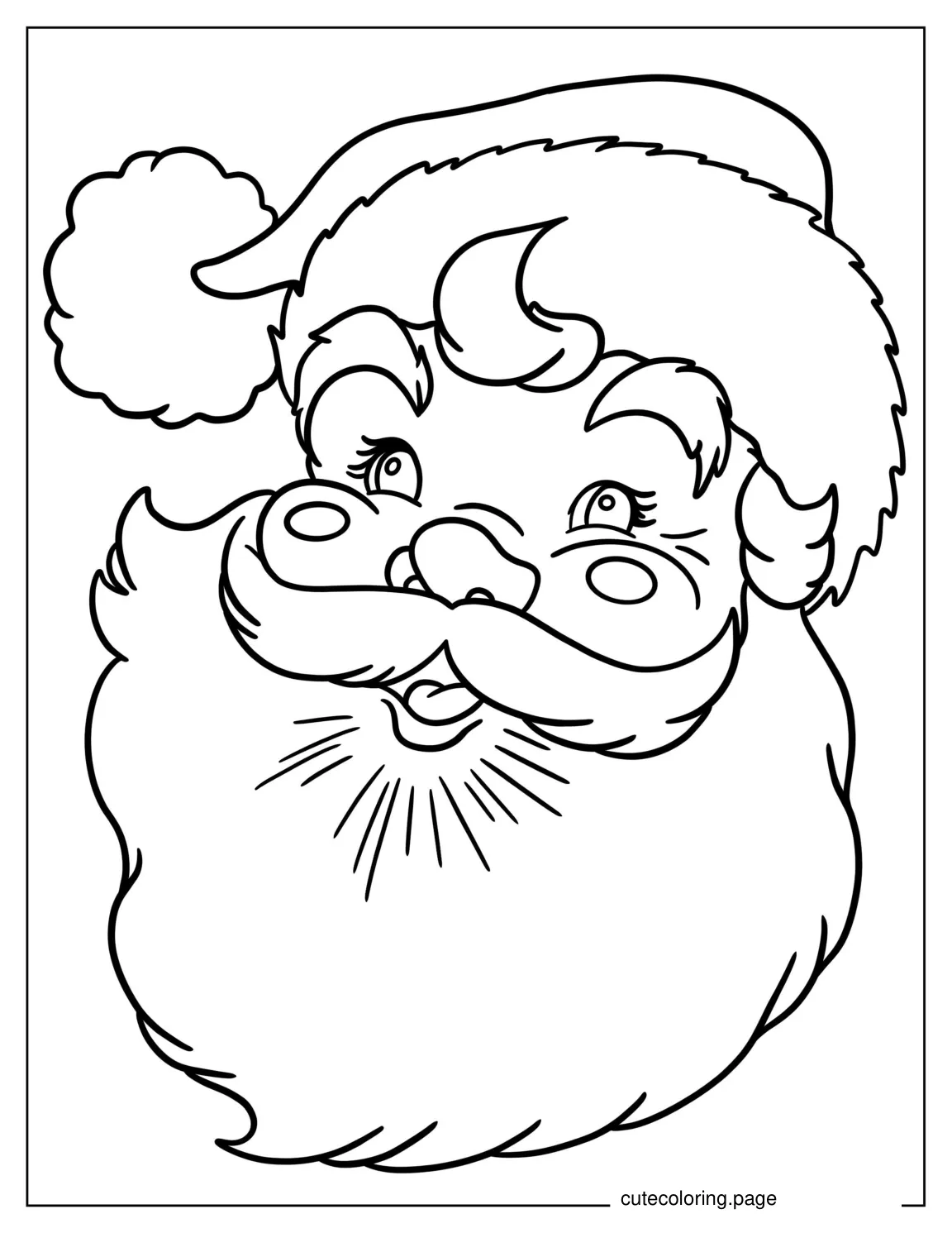 Santa Face With Big Beard And Hat To Color coloring page