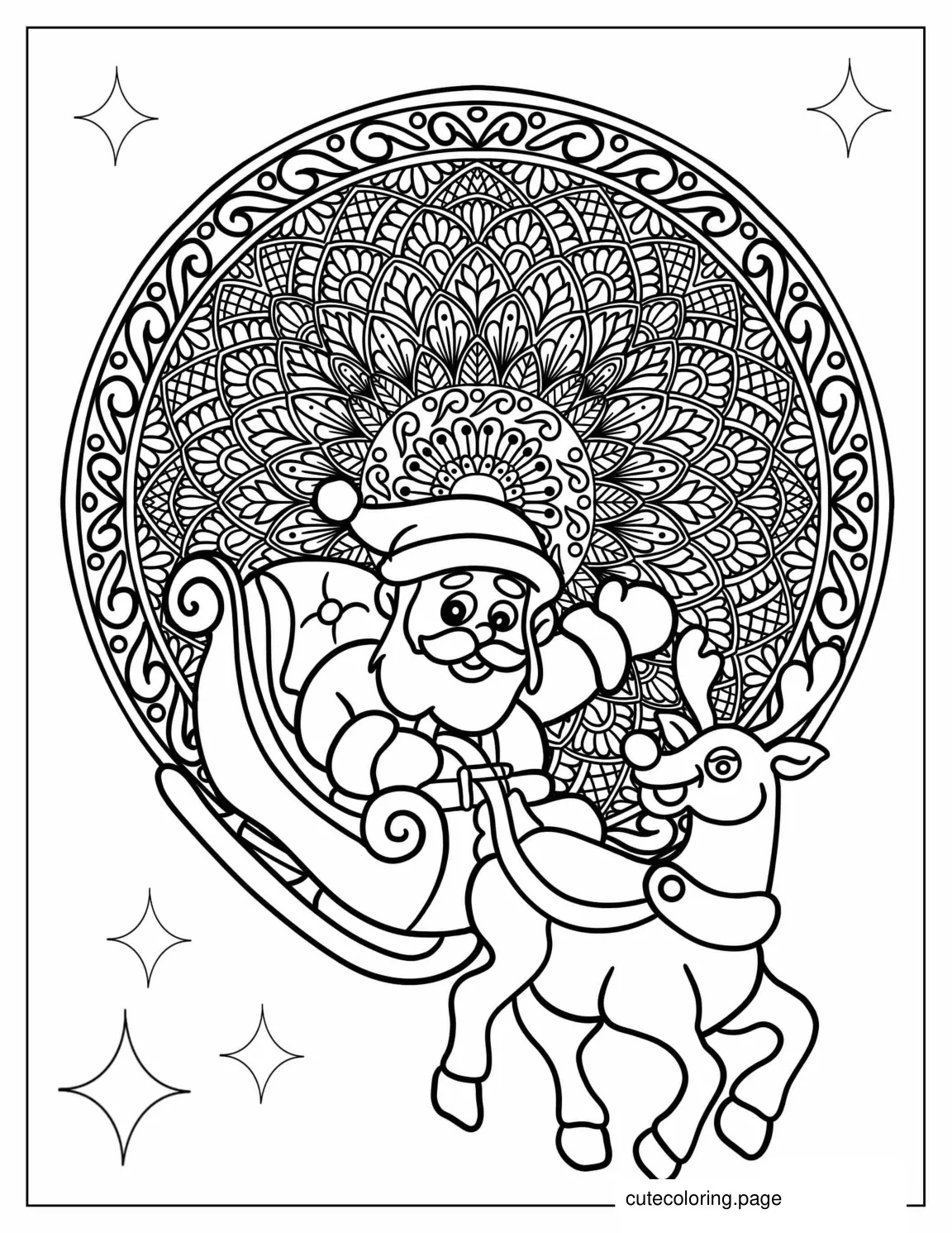 Santa Mandala Coloring Sheet coloring page