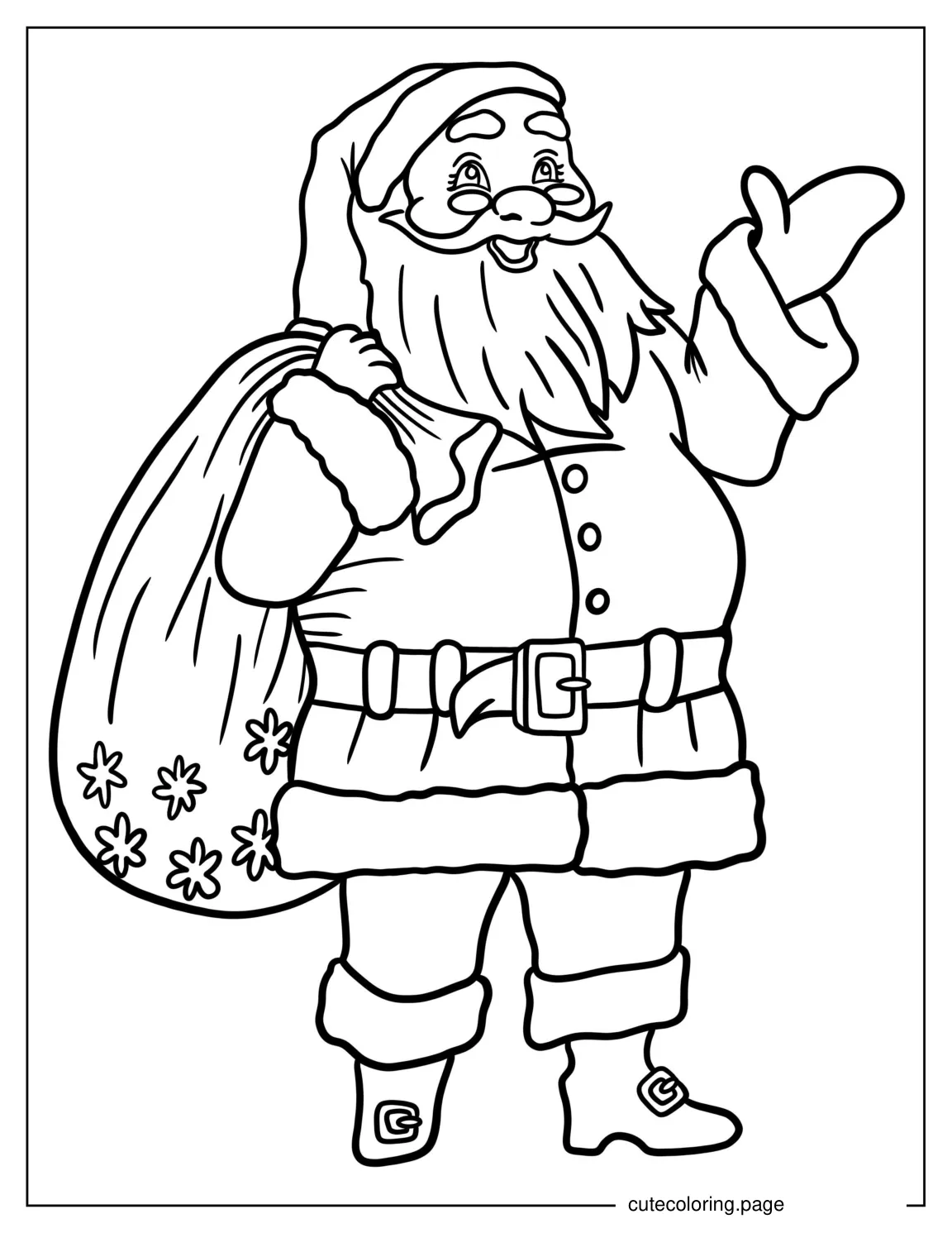 Santa Walking With His Sack Of Presents coloring page