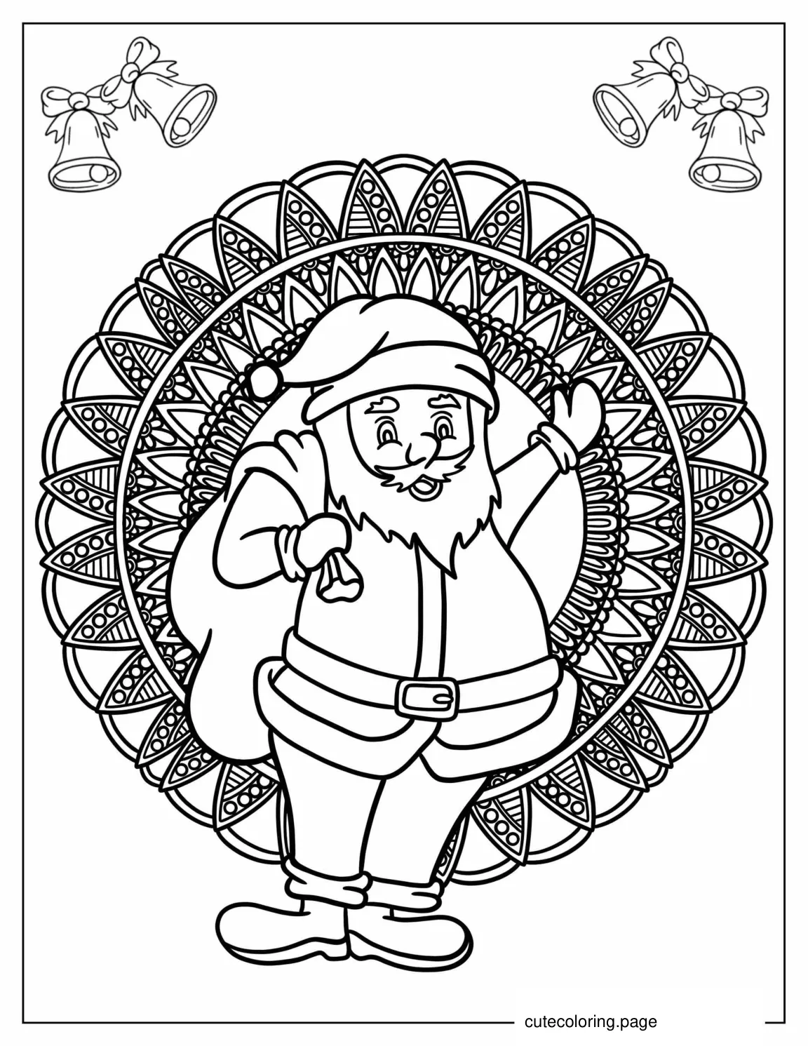 Simple Santa Mandala Coloring Page For Adults coloring page