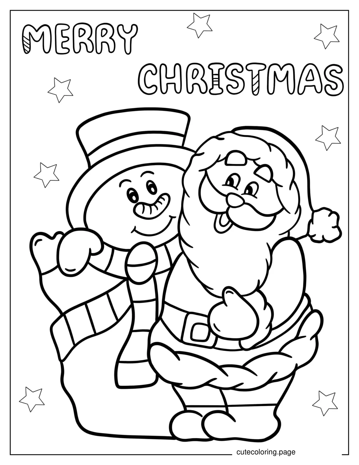 Snowman And Santa Coloring Sheet For Kids coloring page