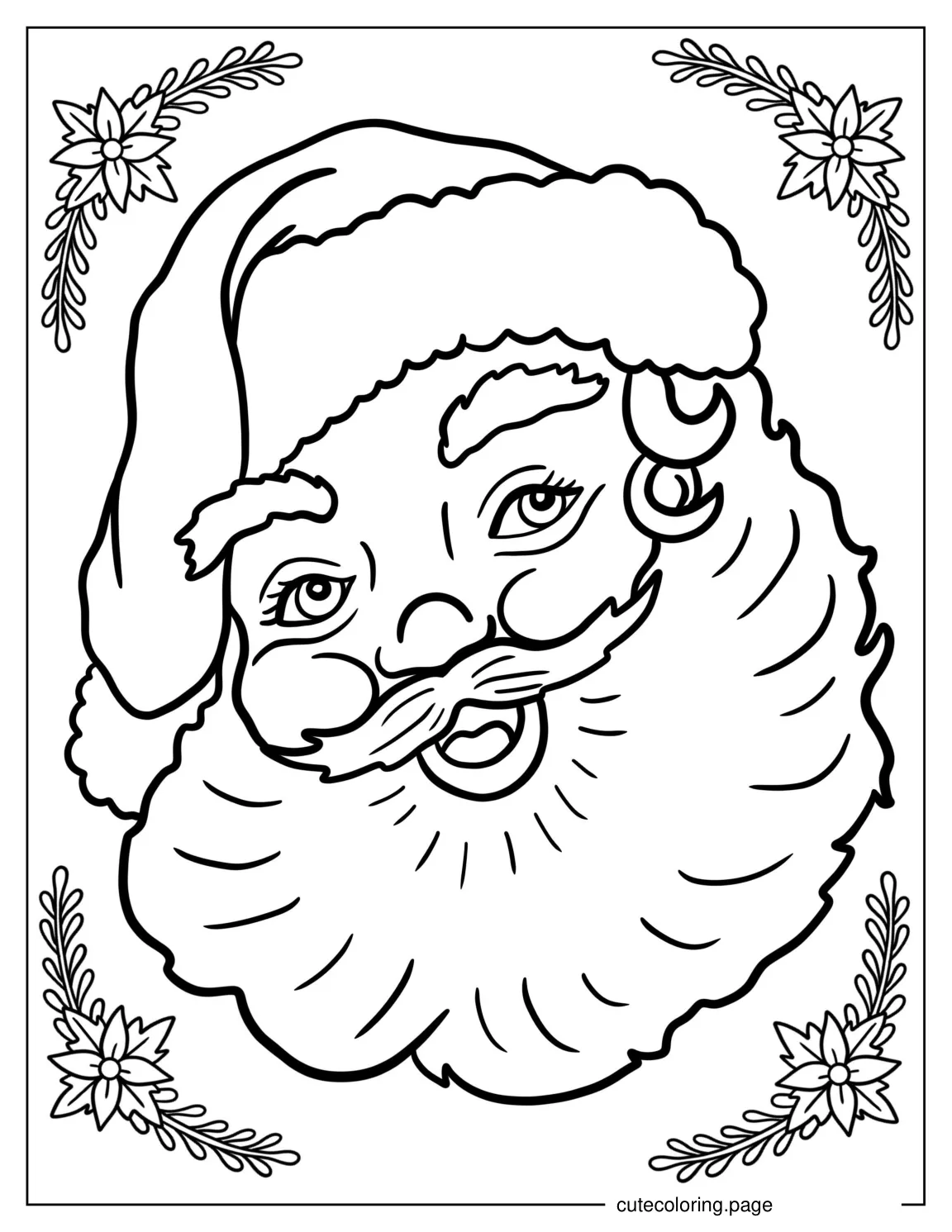 Vintage Themed Santa Face Coloring Sheet coloring page