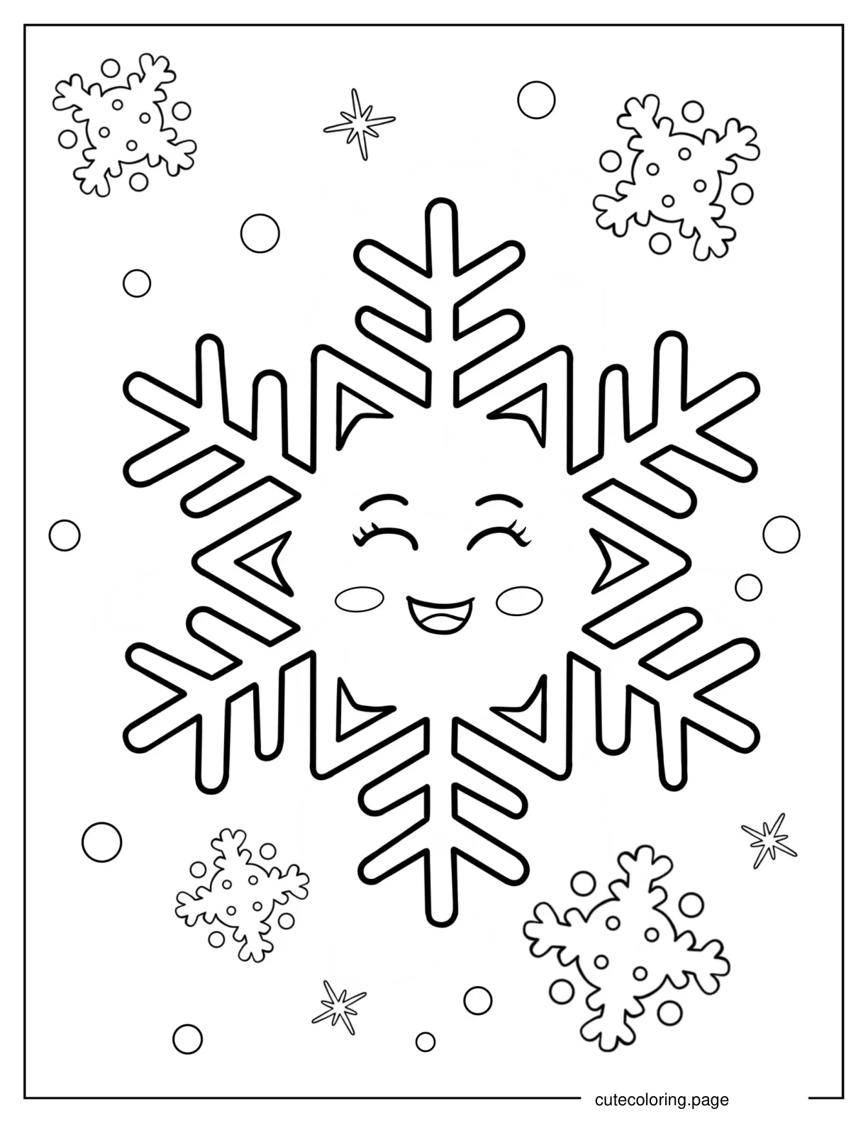 Blushing Snowflake Coloring Sheet For Kids coloring page