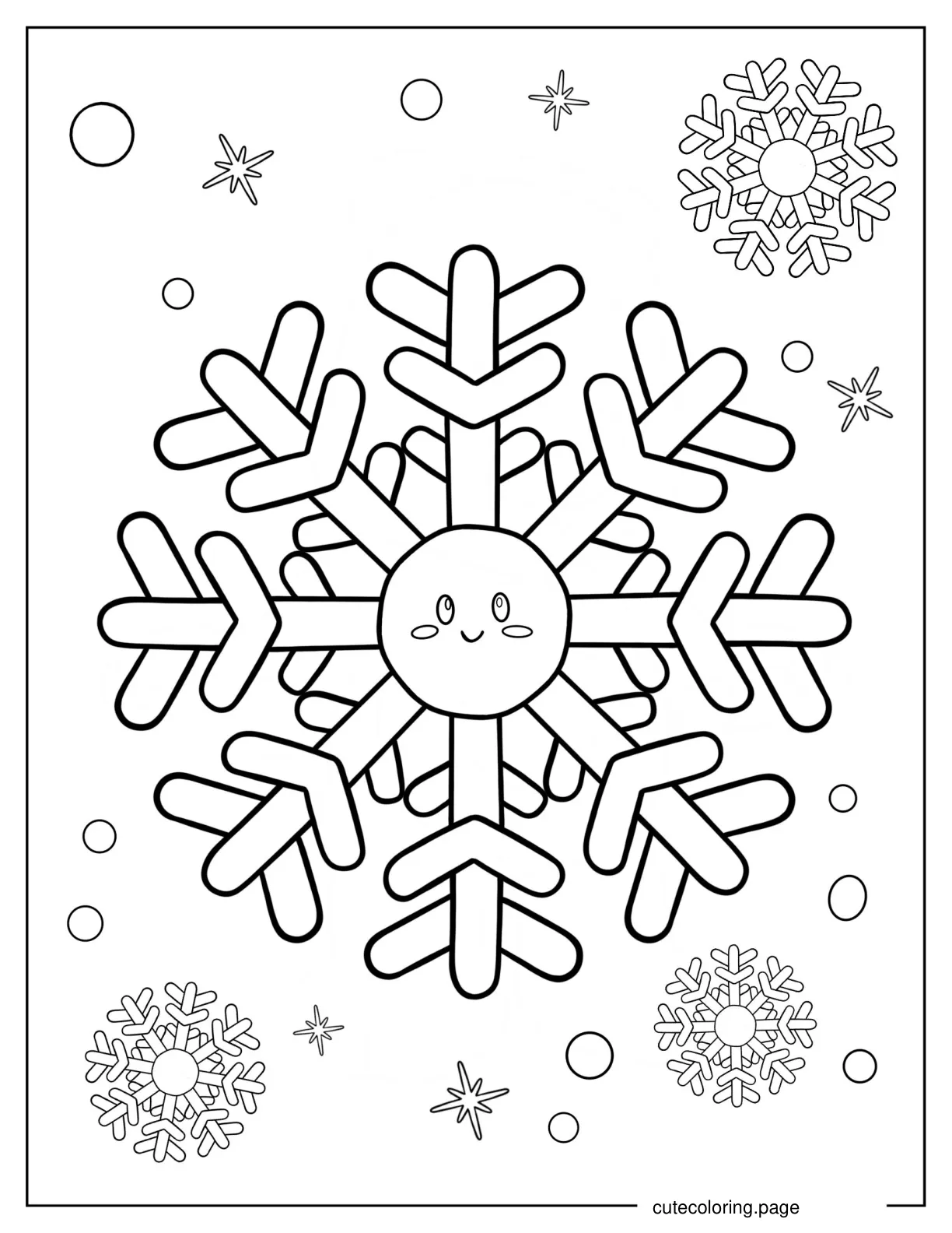 Cartoon Crystal Snowflake Coloring Sheet For Kids coloring page