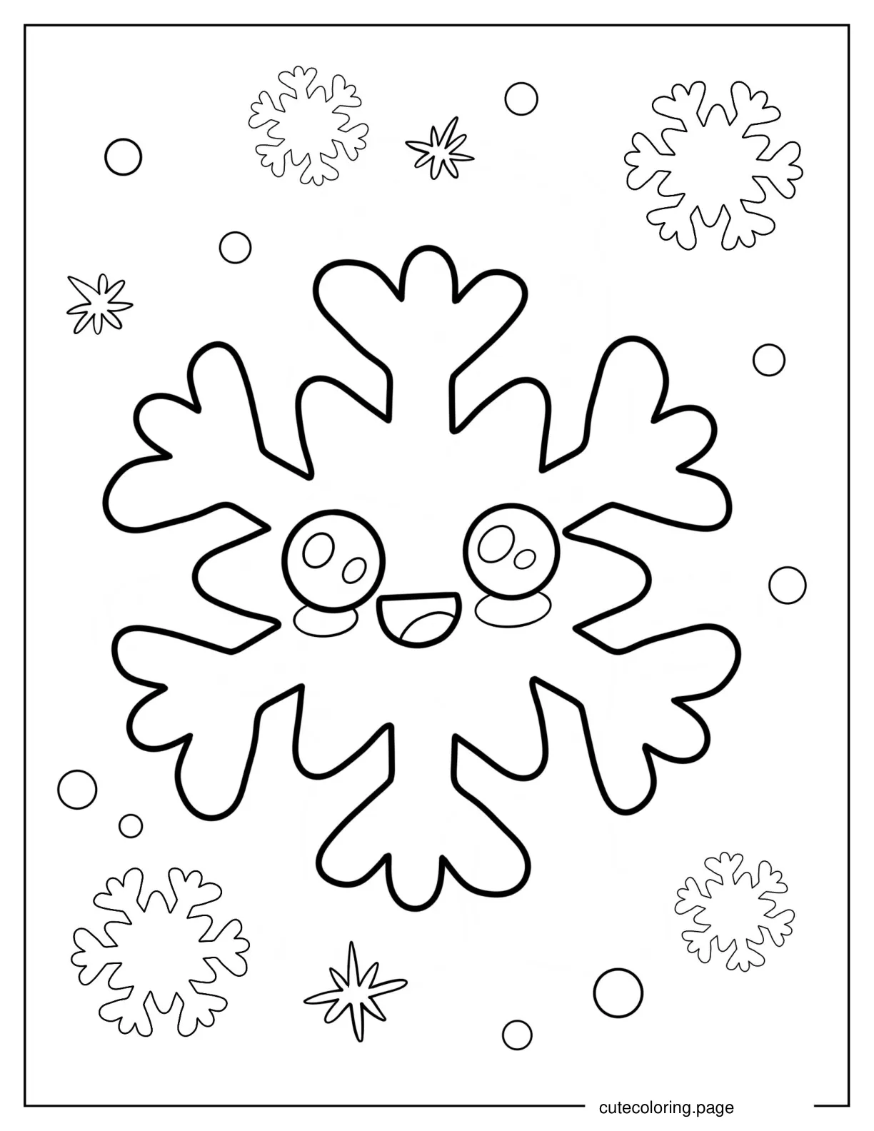 Easy Smiling Snowflake Coloring Sheet for Preschoolers coloring page