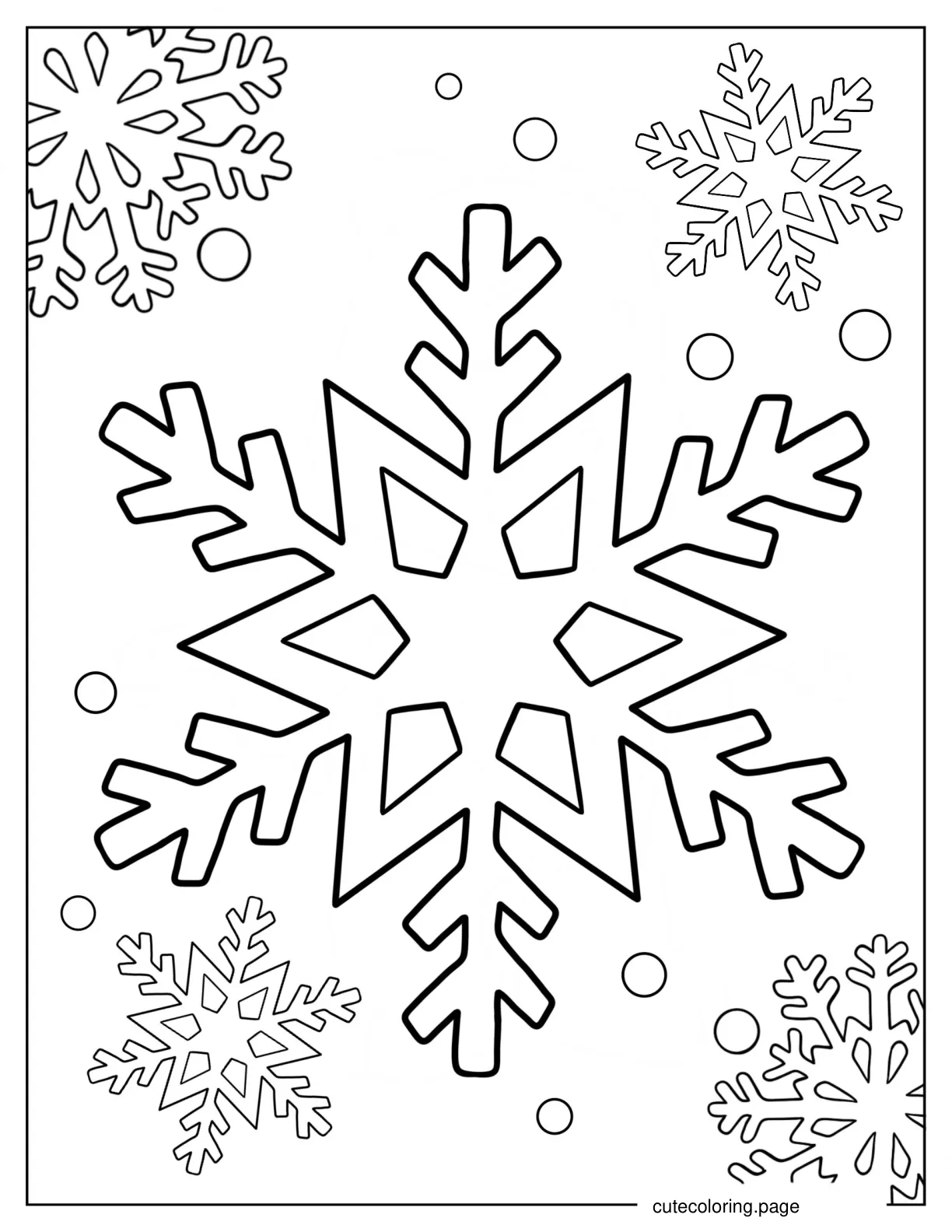 Easy Snowflake Outline Coloring Page For Kids coloring page