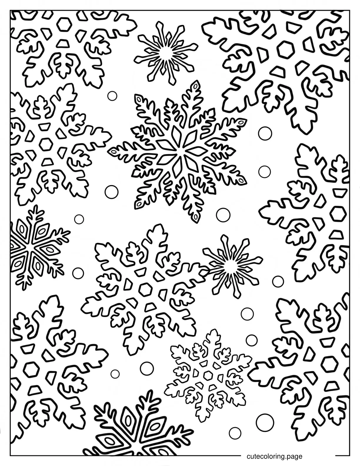 Full Page Of Intricate Snowflakes Coloring Sheet coloring page