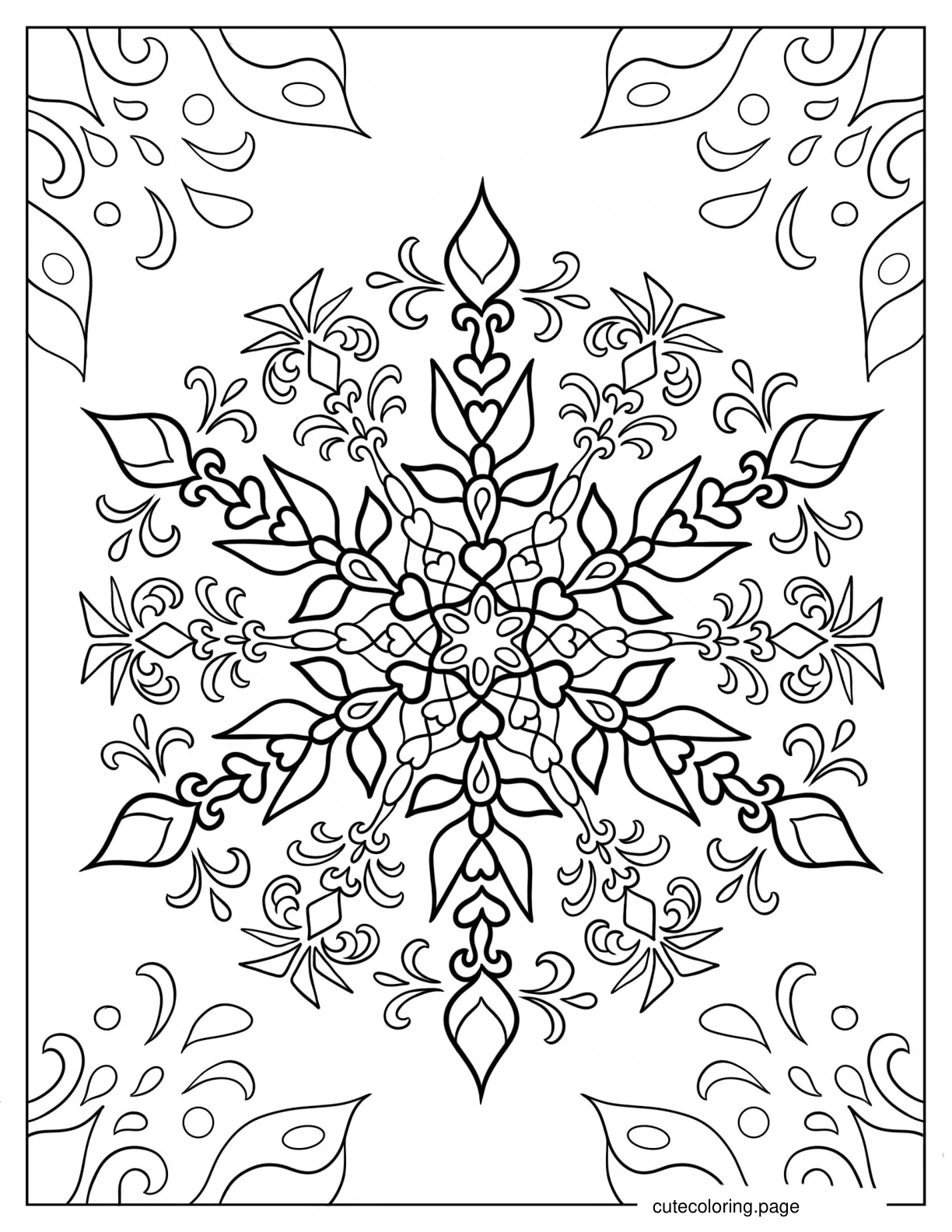 Intricate Snowflake Mandala coloring page