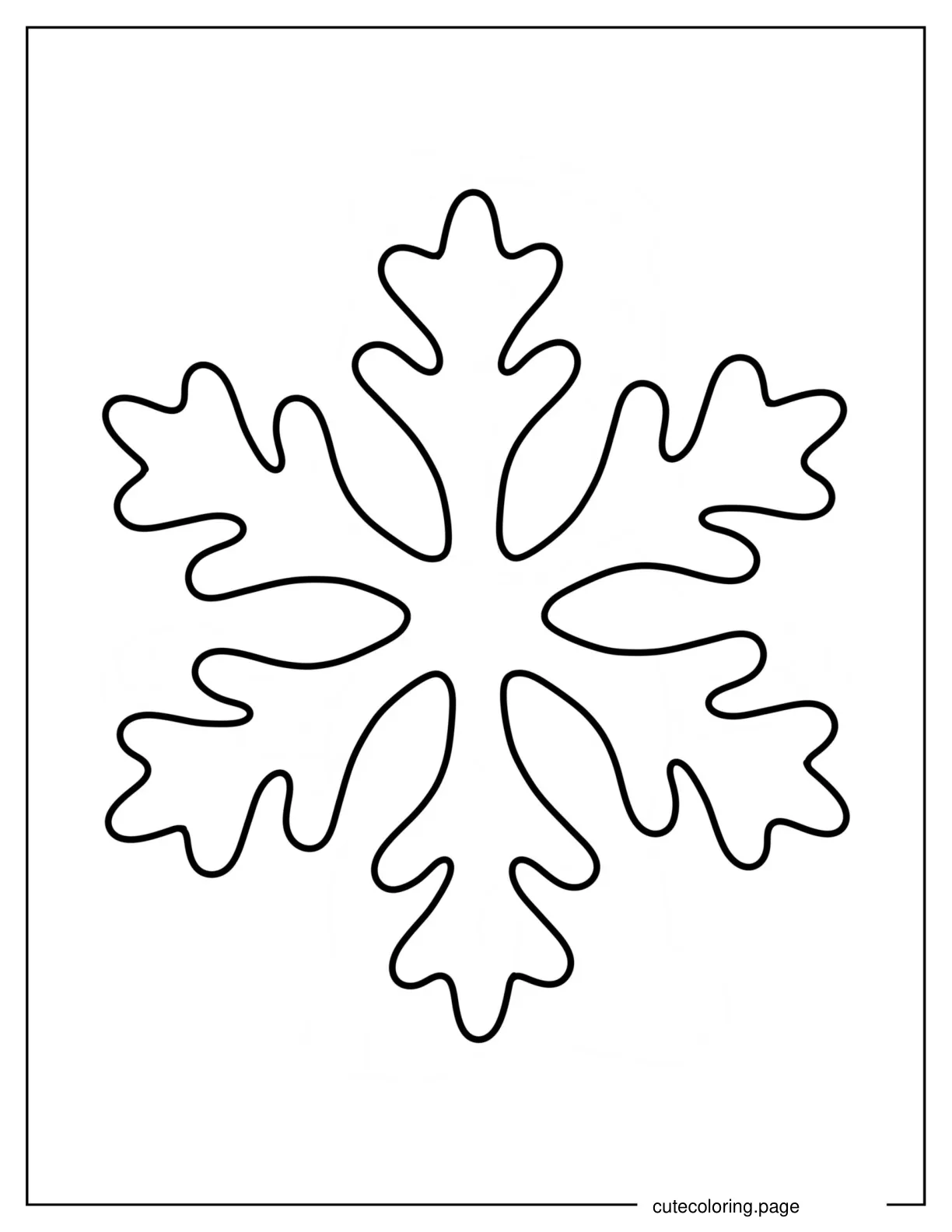 Simple Fernlike Snowflake Coloring Page coloring page