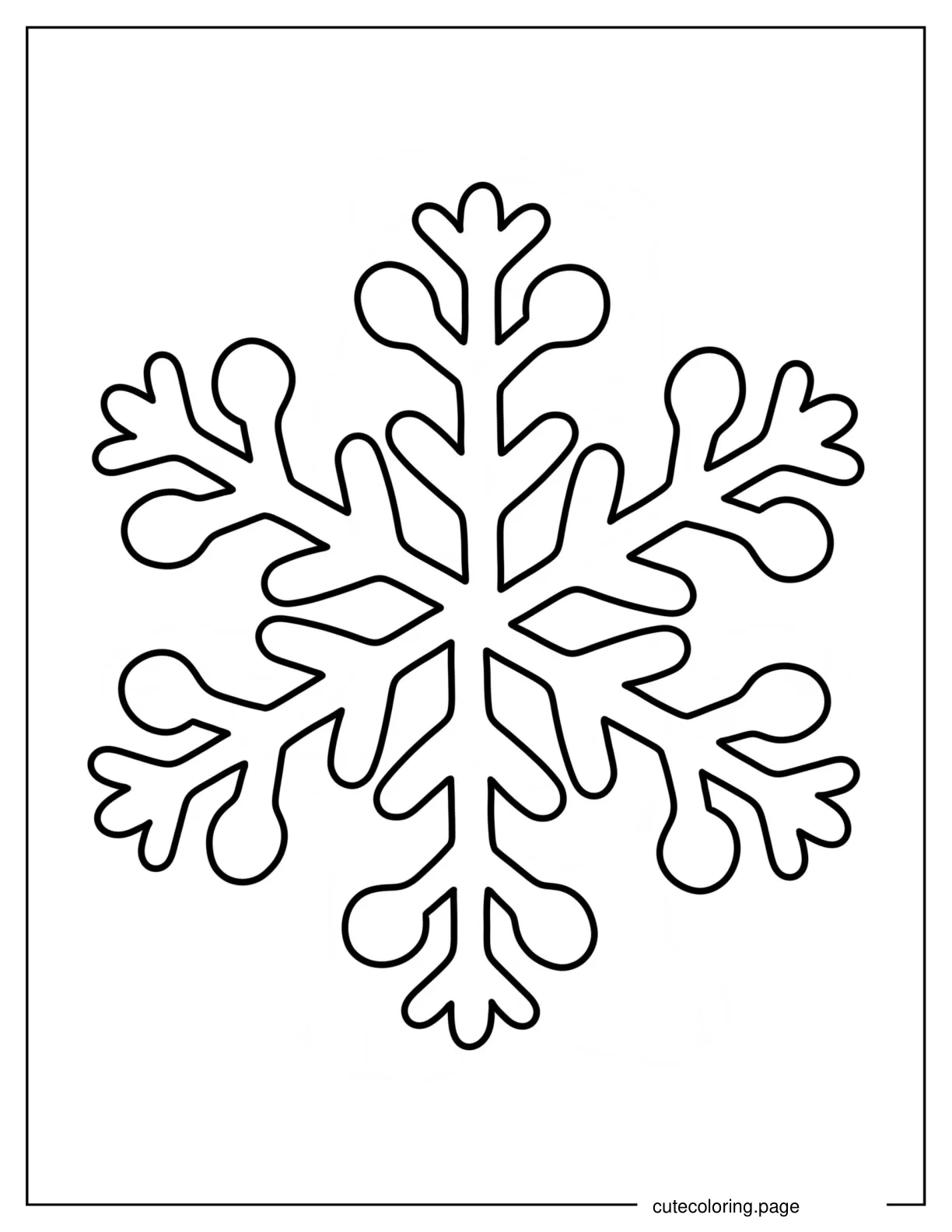 Stellar Dendrite Snowflake Outline Coloring Page coloring page