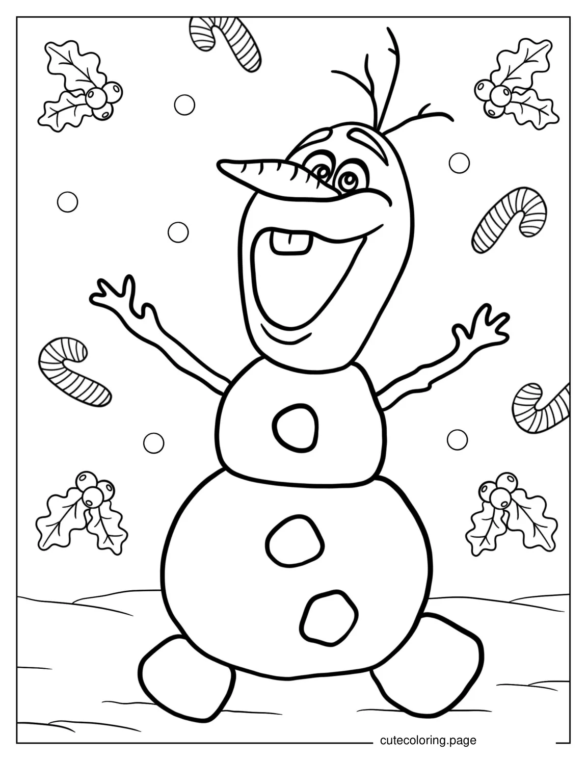 Cheerful Olaf Coloring Sheet coloring page