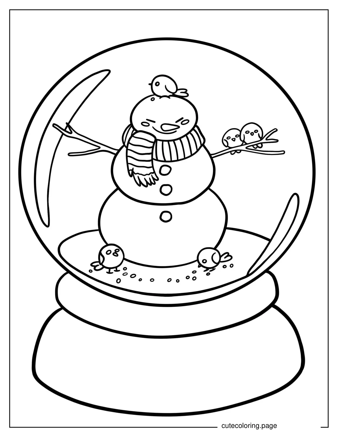 Coloring Page Of a Snowman In Snowglobe coloring page