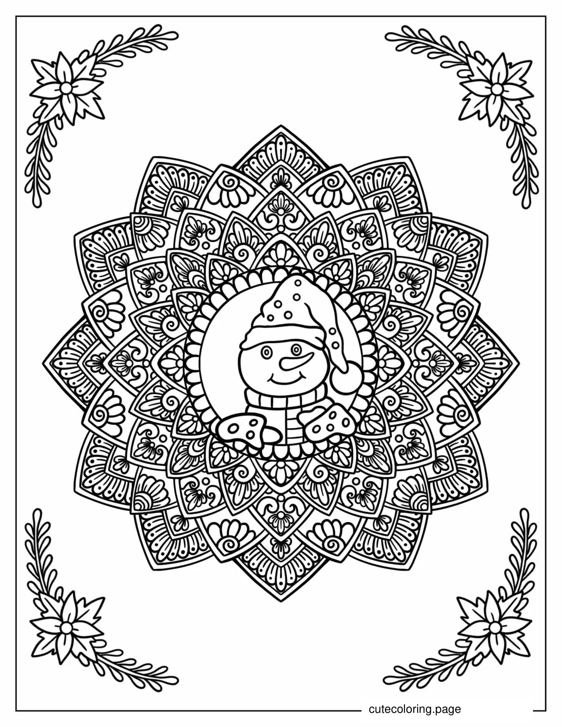 Coloring Page Of a Snowman Mandala coloring page