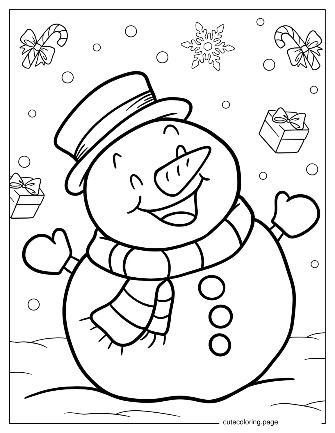 Jolly Looking Snowman To Color coloring page