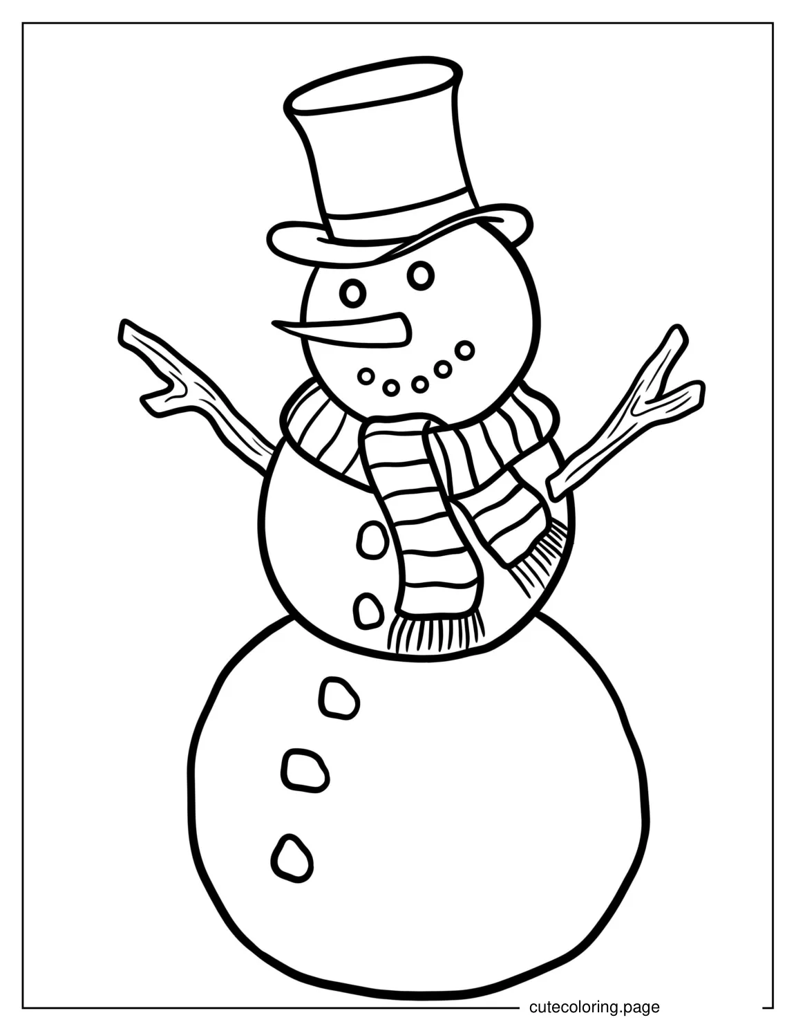 Realistic Looking Snowman To Color For Preschoolers coloring page