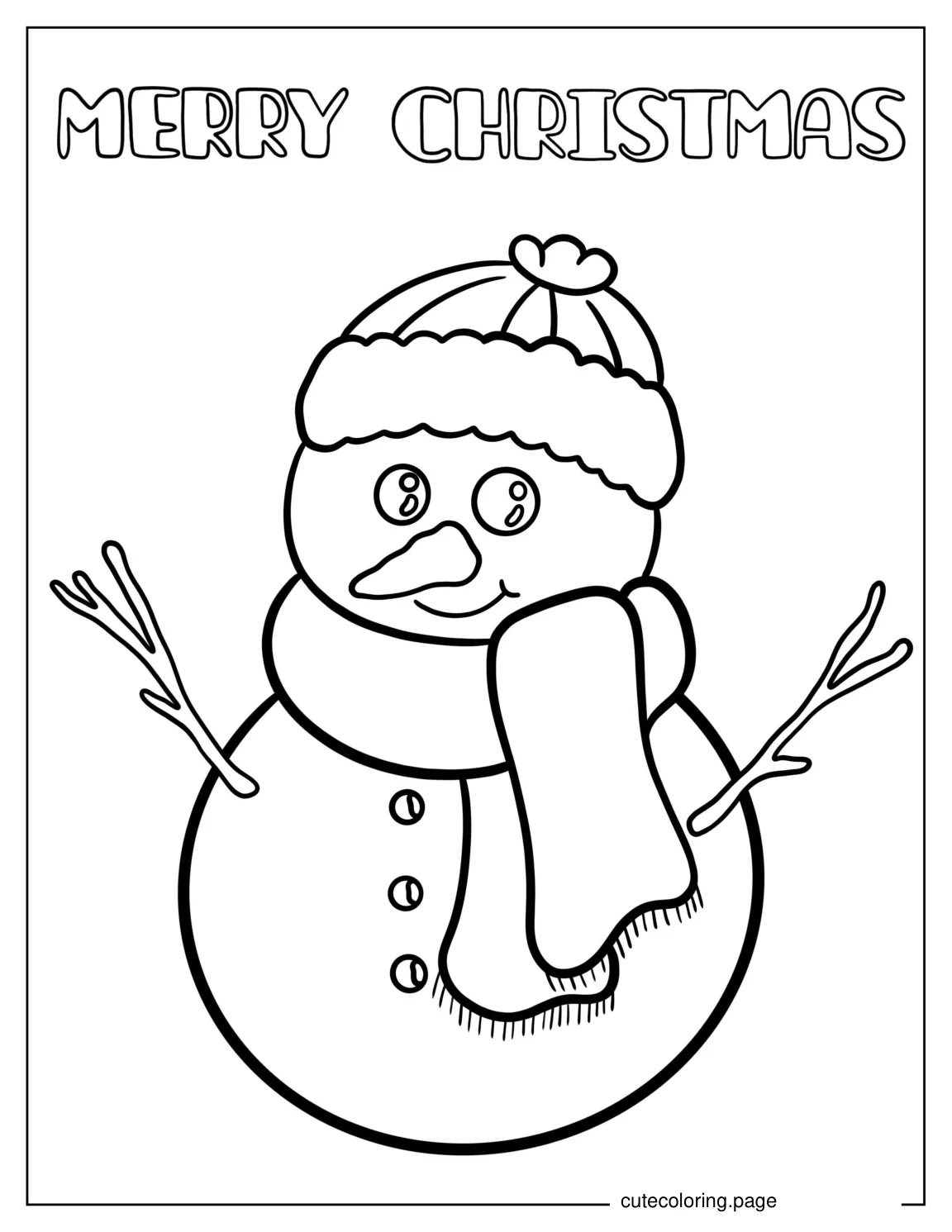 Simple To Color Snowman For Kids coloring page