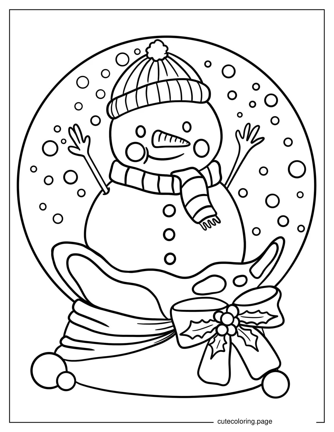 Snow Globe With Snowman Inside To Color coloring page