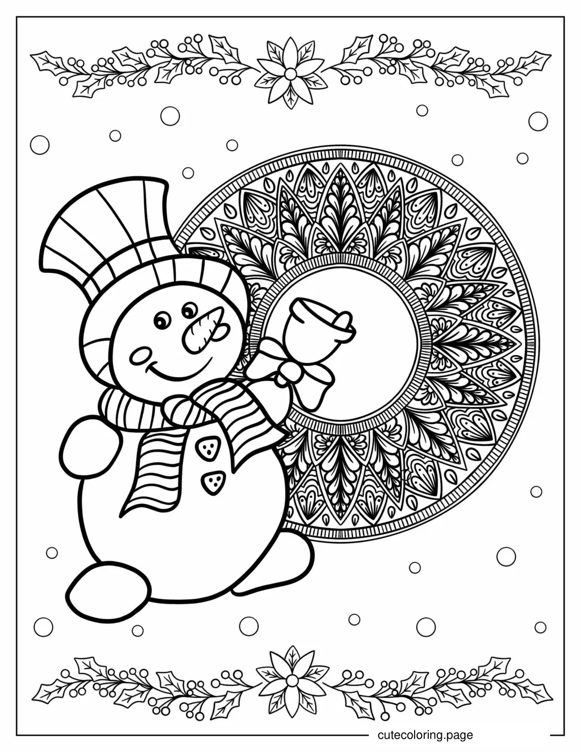 Snowman Mandala To Color For Adults coloring page